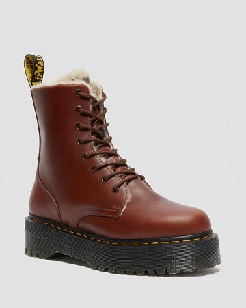 Men's Dr Martens Jadon Faux Fur Lined Winter Boots Brown | AU 576OKI